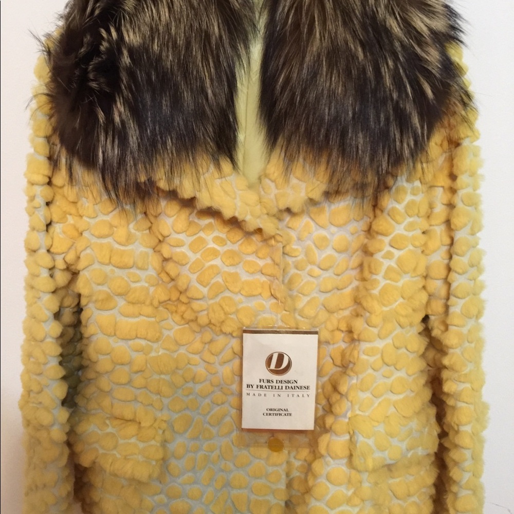 Fox fur collar, leather jacket